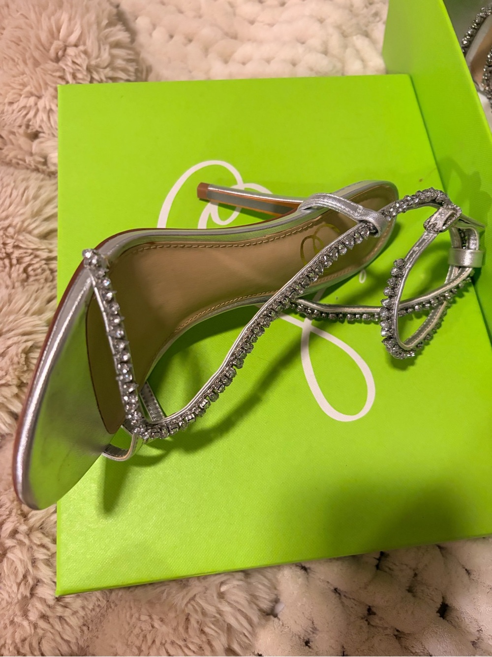 Sam Edelman Silver Rhinestone Strappy Heels